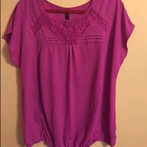 Pink silk shirt with lace details